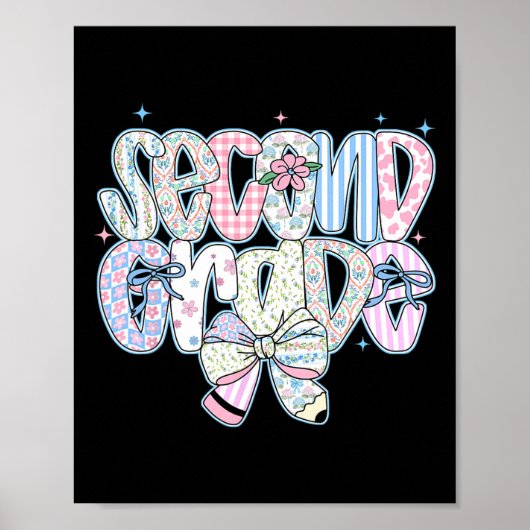 Poster Second Grade Back To School Coquette Preppy Pencil (Devant)