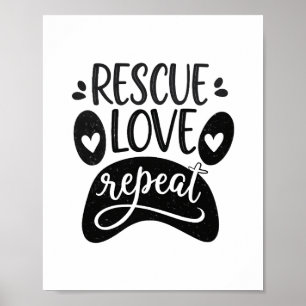 Poster Secourir l'amour Répéter le chien Paw Tee