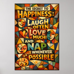 Poster Secret Du Bonheur Rire Amour Sieste Vitrail