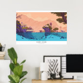 Poster Secret Island Pixel art diorama (Bureau à domicile)