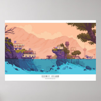 Poster Secret Island Pixel art diorama