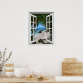 Poster Secret Tropical Beach View Fake Window (Cuisine)