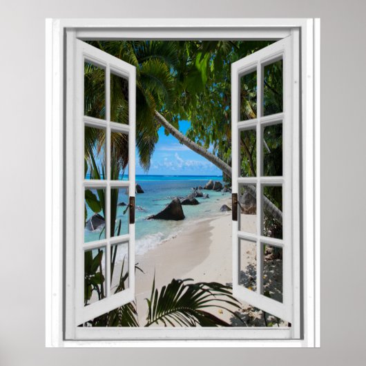 Poster Secret Tropical Beach View Fake Window (Devant)