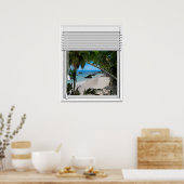 Poster Secret Tropical Beach Vue Fausse Fenêtre Avec Aveu (Cuisine)