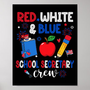 Poster Secrétaire de l'école Rouge Blanc Et Bleu Crew Hap