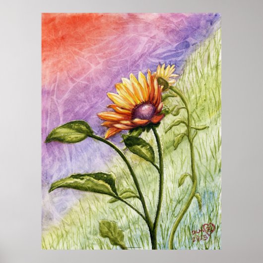 Poster Secrets de tournesol au coucher du soleil (Devant)