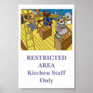 Poster Secteur restreint. signe de personnel de cuisine