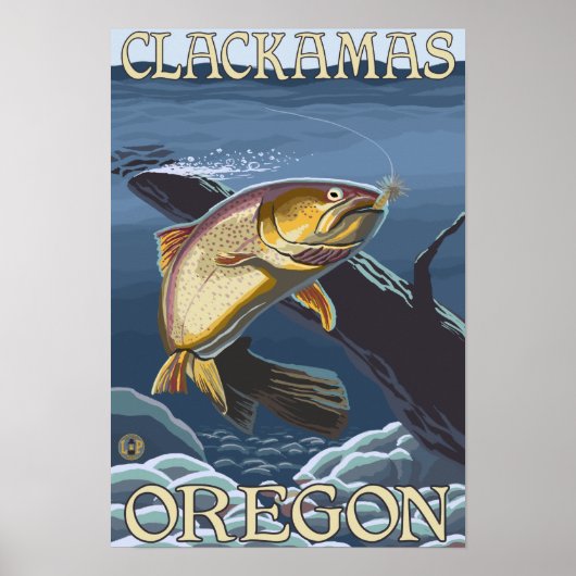Poster Section de la pêche à la truite - Clackamas, (Devant)