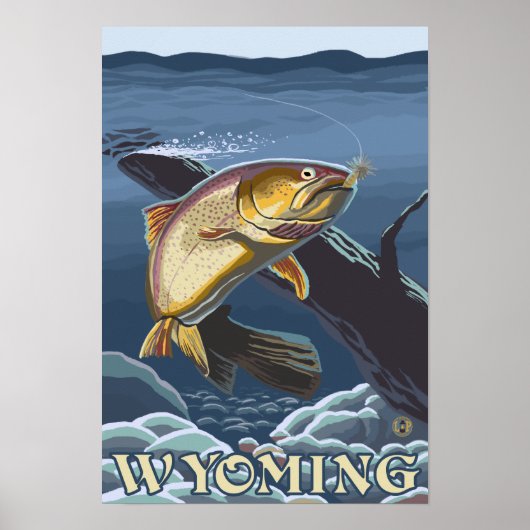 Poster Section de la pêche à la truite - Wyoming (Devant)
