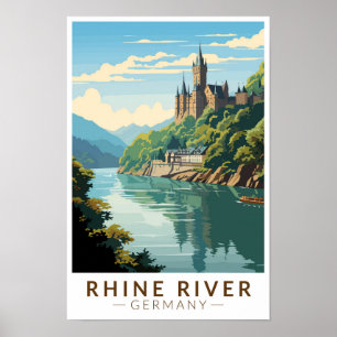 Poster Section de la rivière Rhin Allemagne Art de voyage