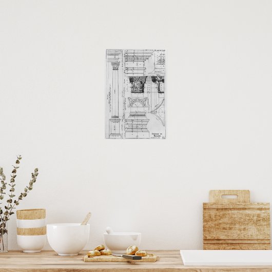 Poster Section et élévation d'une colonne composite (Cuisine)