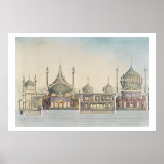 Poster Section longitudinale (L à R) Organe, Salle de mus (Devant)