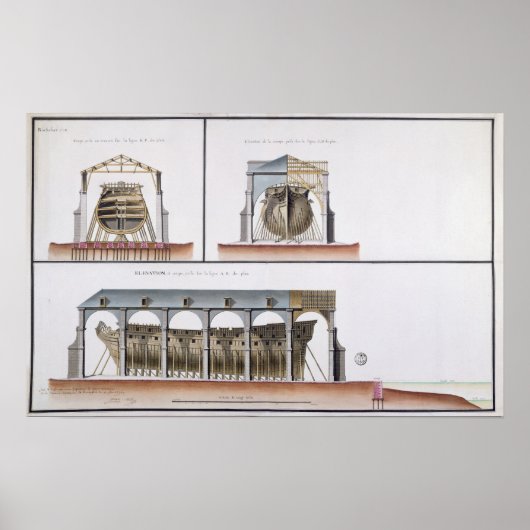 Poster Section transversale et élévation d'un navire, 177 (Devant)