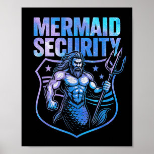 Poster Sécurité de la sirène Drôle papa Mermaid Beach Gua