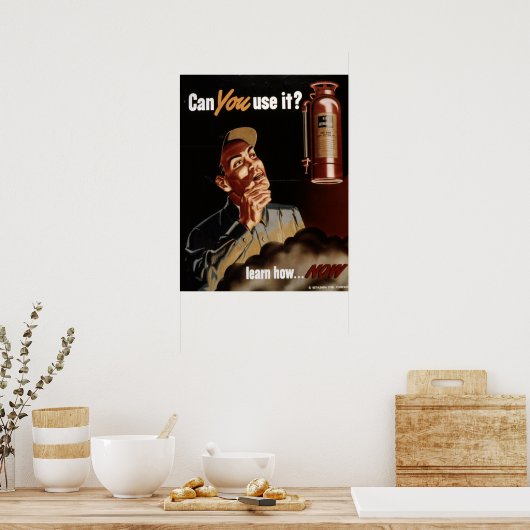 Poster Sécurité des extincteurs de la Seconde Guerre mond (Cuisine)