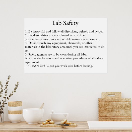 Poster Sécurité des laboratoires (Cuisine)