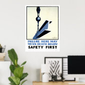 Poster Sécurité En Construction 1937 WPA (Bureau à domicile)
