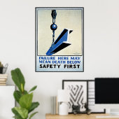 Poster Sécurité Première défaillance ici / Décès sous l'a (Bureau à domicile)