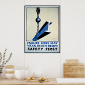 Poster Sécurité Première défaillance ici / Décès sous l'a (Cuisine)