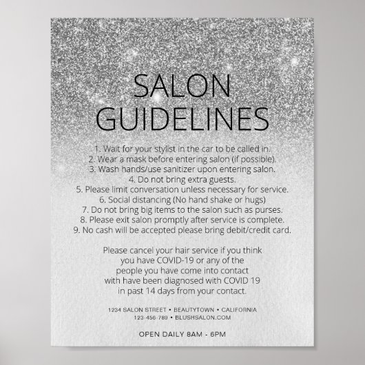 Poster Sécurité sanitaire Covid Parties scintillant argen (Devant)