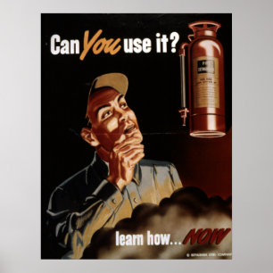 Poster Sécurité vintage d'extincteur de la deuxième
