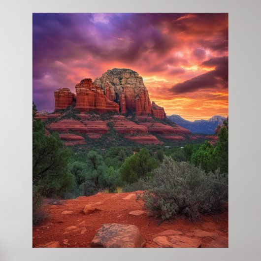 Poster Sedona Arizona Red Rocks Nature Beau coucher de so (Devant)