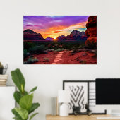 Poster Sedona Arizona Red Rocks Nature Beau coucher de so (Bureau à domicile)