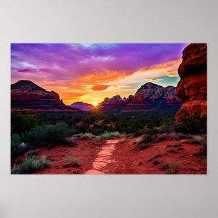 Poster Sedona Arizona Red Rocks Nature Beau coucher de so