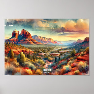 Poster Sedona Arizona USA Travel Places aquarelle