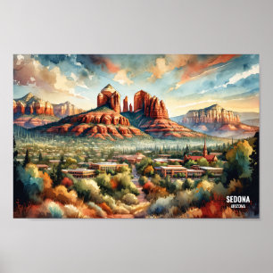 Poster Sedona Arizona USA Travel Places aquarelle