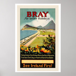 Poster See Ireland First Bray Ireland Vintage Travel