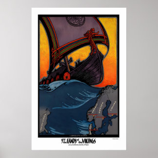 Poster See The Land of The Vikings Norway Sweden Denmark
