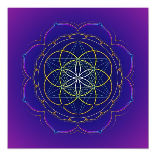 Poster Seed of Life & Metatron's cube mandala (Devant)