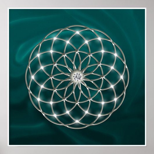 Poster Seed of life - Tube Torus - Flower of life vert (Devant)