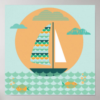 Poster, Segelboot, Kinderzimmer, Bild, Druck Poster