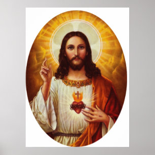 Poster Seigneur Jésus-Christ et le coeur sacré