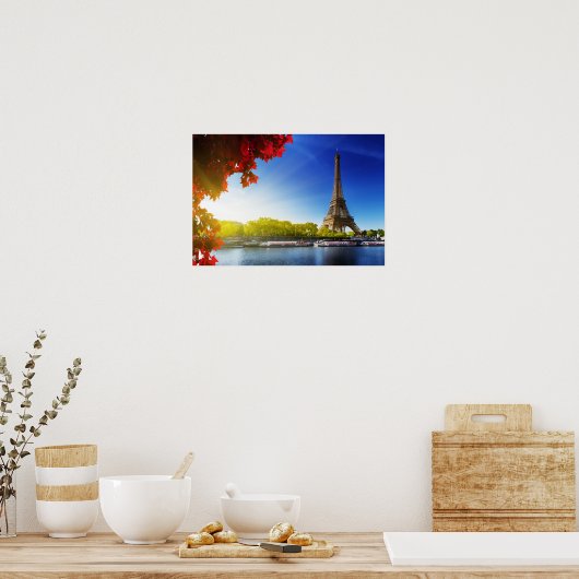 Poster Seine À Paris Avec Tour Eiffel En Automne (Cuisine)