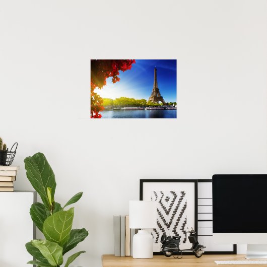 Poster Seine À Paris Avec Tour Eiffel En Automne (Bureau à domicile)