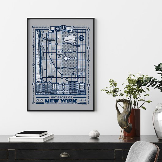 Poster Seinfeld | Points chauds de la carte de New York