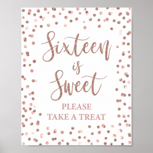 Poster Seize est Sweet Rose or Parties scintillant Confet (Devant)