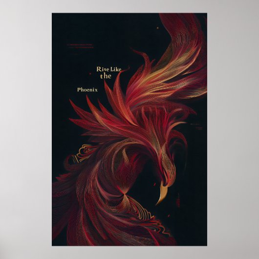 Poster S'élever comme le Phénix Ligne d'Art Doré (Devant)