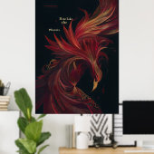 Poster S'élever comme le Phénix Ligne d'Art Doré (Bureau à domicile)