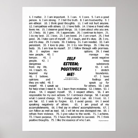 Poster: "Self Esteem_Positive Me" Poster (Voorkant)