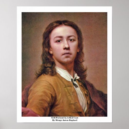 Poster Self-Portrait In A Red Coat By Mengs Anton Raphael (Devant)