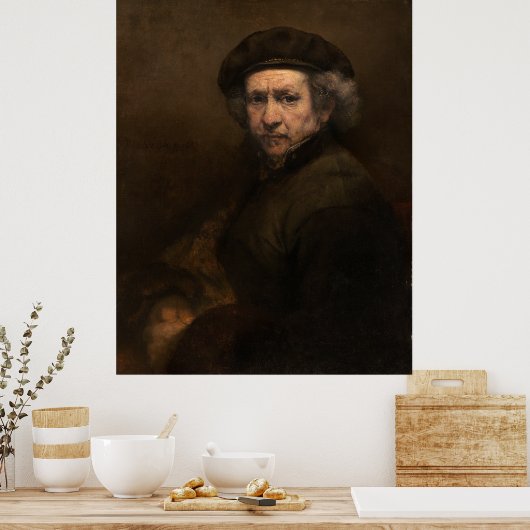 Poster Self-Portrait with Beret by Rembrandt (Cuisine)