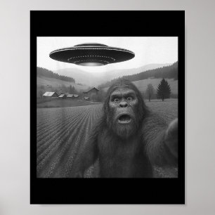 Poster Selfie Bigfoot Avec Alien Ufo Dons Drôle Pour Les 