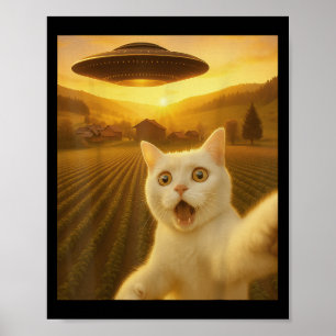Poster Selfie De Chat Avec Alien Ufo Drôle Cadeaux De Cha