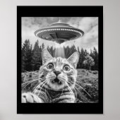 Poster Selfie De Chat Avec Alien Ufo Drôle Chat Pour Homm (Devant)