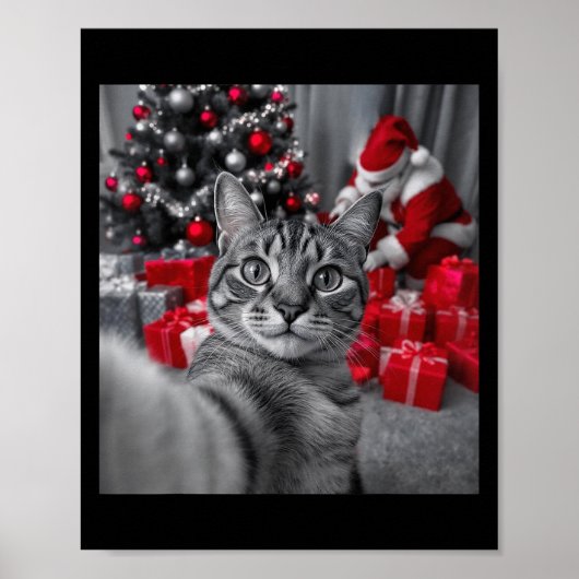 Poster Selfie De Chat Drôle Avec Le Mème De Noël Du Père  (Devant)