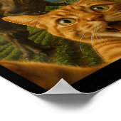 Poster Selfie De Chat Graphique Drôle Avec T-rex À Riding (Coin)